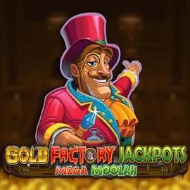 Gold Factory Jackpots Mega Moolah slot visual from Aurum Signature Studios available on allyspins.gr.com
