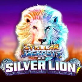 Stellar Jackpots with Silver Lion online game logo by Lightning Box Game on allyspins.gr.com
